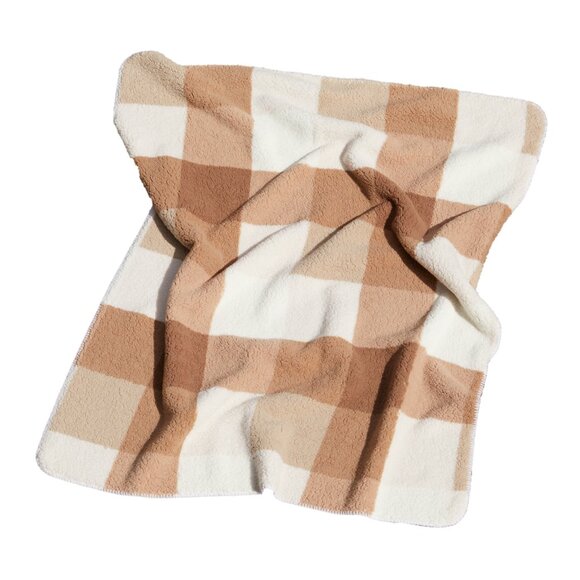 Luxe Home Decor Classic Faux Fur Throw | 1-Piece | Taupe plaid combo | 50"x60" - Picture 4 of 11